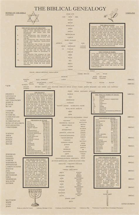 The Biblical Genealogy Chart, Family Tree From Adam to Jesus, Books of ...