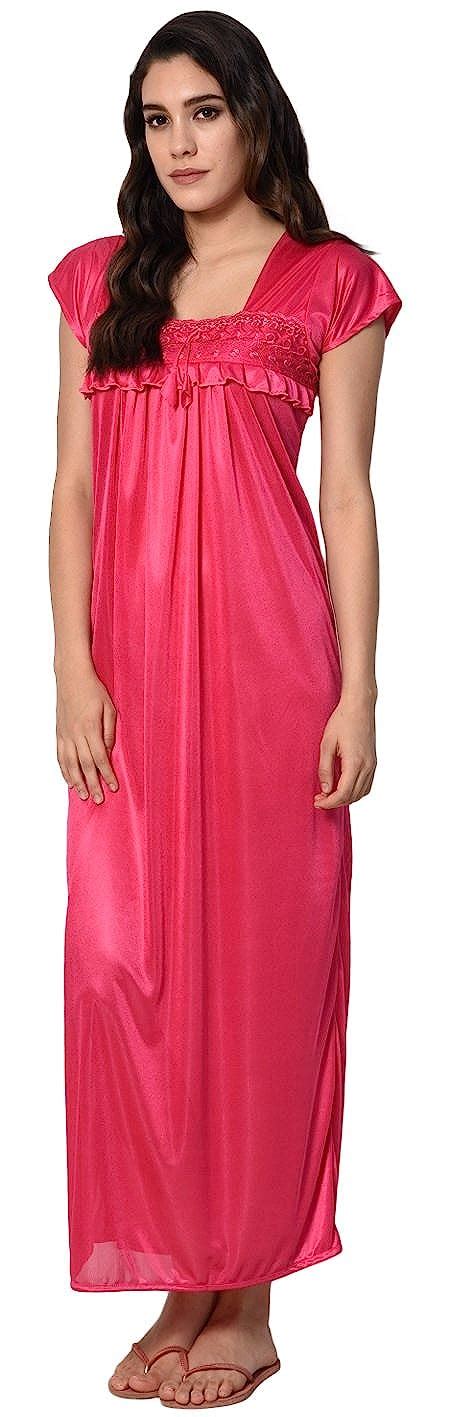 Buy Noty Women's Satin Frills Nightwear (Pristine Pink, Free Size) at ...