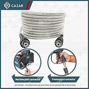 CAZAR 8m Car Washing hose Pipe (size M22 connector) with 15 MPA High ...