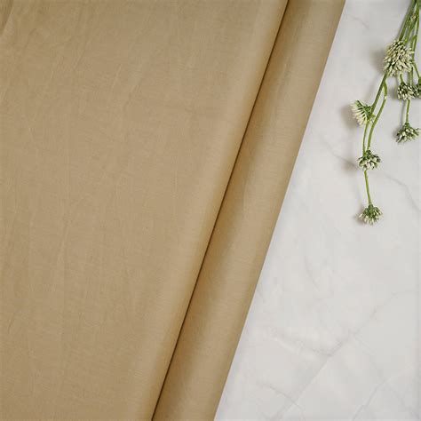 Buy (Pre-Cut 3.25 Mtr)Beige Piece Dyed Plain Cotton Lycra Fabric| FFAB