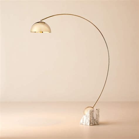 Venus Champagne Brass Arc Floor Lamp with White Marble Base + Reviews ...