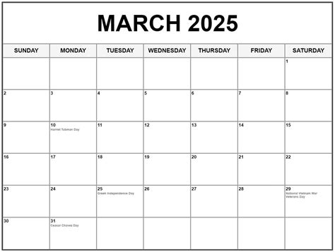 Printable March 2025 Calendar Us Holidays – Free download and print for ...