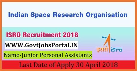 Indian Space Research Organisation Recruitment 2018– 171 Junior ...