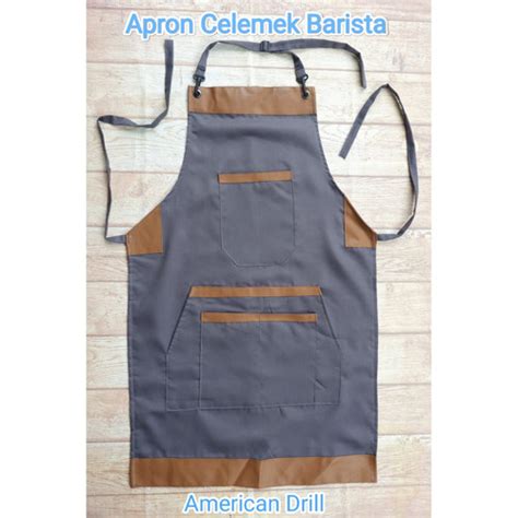 Promo Apron celemek masak barista kedai kopi bahan american drill - Kab ...
