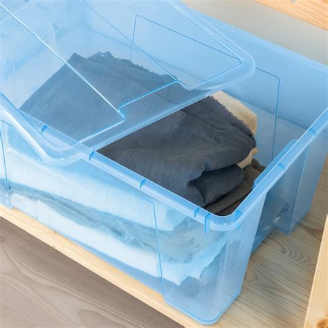 SAMLA box, blue, 56x39x28 cm/45 l (22x15 ¼x11"/12 gallon) - IKEA