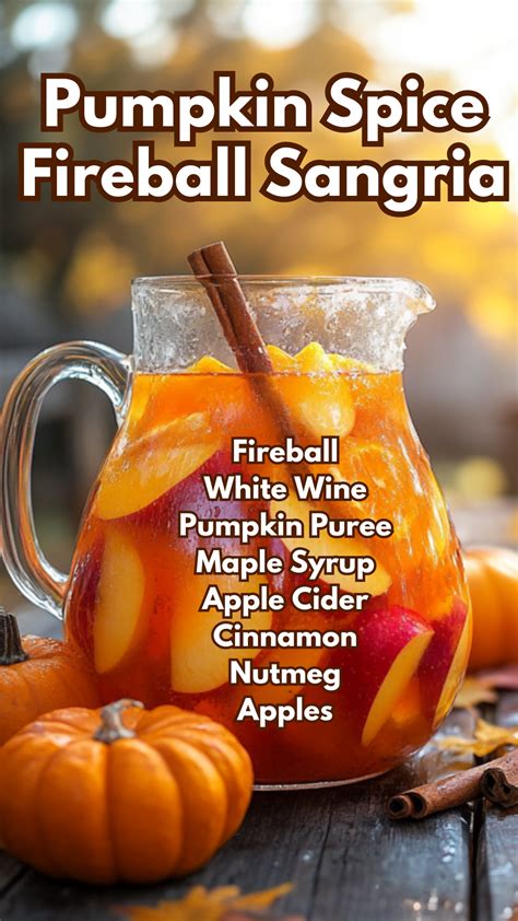 Pumpkin Spice Fireball Sangria | Recipe | Drinks alcohol recipes, Fall ...