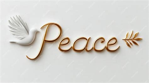 Elegant 3d typography of peace with dove and olive branch symbol | Premium AI-generated image