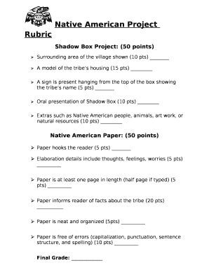 Native American Project Rubric Doc Template | pdfFiller