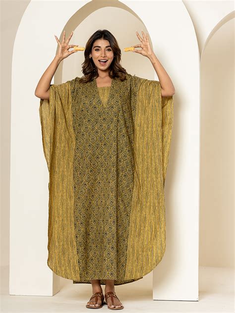 Green mehendi block - 2 piece Kaftan Set – FEATHERS CLOSET