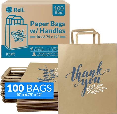 Amazon.com: BagDream Large Paper Grocery Bags 12x7x14 Inches 100Pcs ...