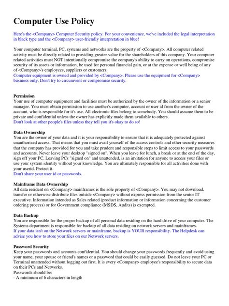Computer Use Policy Template 的图像结果
