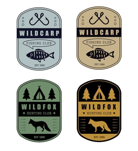 Hunting and fishing badge | Premium Vector