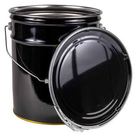Amazon.com: ATERET 5 Gallon Black Metal Bucket & Lever Lock Pail Lid ...