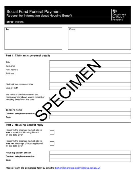 Fillable Online Social Fund Funeral Payment Request for information ...