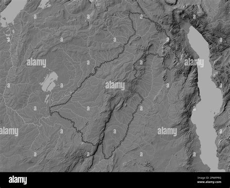 Muchinga, province of Zambia. Bilevel elevation map with lakes and rivers Stock Photo - Alamy