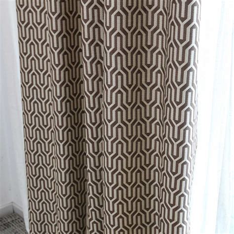 Spanish Trellis Jacquard Double Sided Cream Brown Geometric Curtain