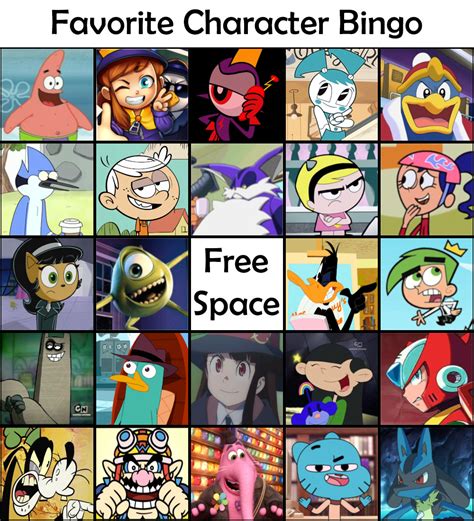 Favorite Character Bingo - Round Two by JJSponge120 on DeviantArt