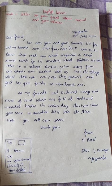 informal letter you and your friend have decided to do some social ...