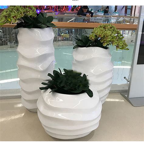 玻璃钢花盆个性组合户外公园商场美陈简约花盆装饰花器花瓶定制