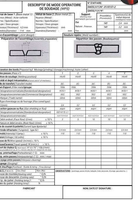 Recherche dmos pour soudure TIG multipasse sur tube acier carbone 4" sch40