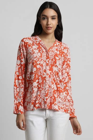 Buy Women Orange Printed Long Sleeves Shirt Online - 938374 | Allen Solly
