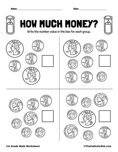 Money Math Worksheets For 1st Grade