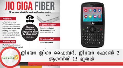 ജിയോ ജിഗാ ഫൈബർ, ജിയോഫോൺ 2 ആഗസ്ത് 15 മുതൽ വിപണിയിൽ - Kerala9.com Malayalam