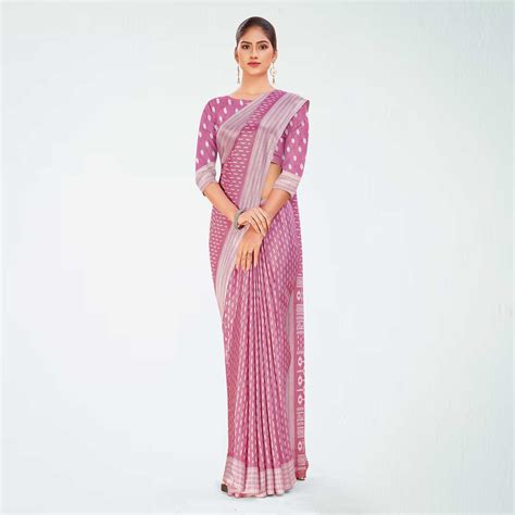 Women's Premium Silk Chiffon Small Butty Functional Uniform Saree ...