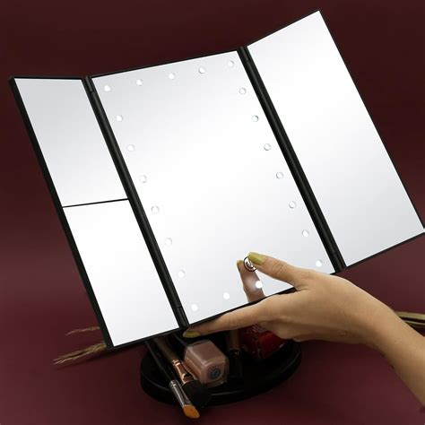 STELLIFEROUS 3X Trifold Makeup Mirror with Adjustable LED Lights | Dual ...