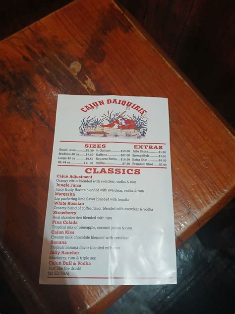 Menu at Cajun Daiquiri & Cafe, Marrero