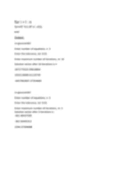 Exercises On Writing a MATLAB Code by Gauss-Seidel Method 的图像结果