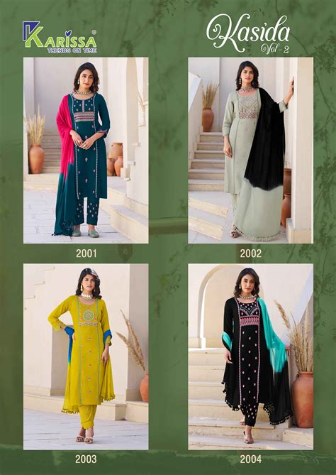 Karissa Kasida Vol 2 Thread Work Kurti Bottom With Dupatta