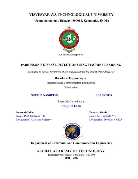 Shubha internship report final - VISVESVARAYA TECHNOLOGICAL UNIVERSITY ...