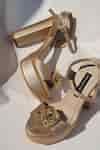 Buy Rose Gold Metallic Thread Arvini Platform Block Heels by Shradha ...