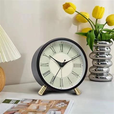 Buy ZURATO Metal Bedside Analog Alarm Clock For Bedroom Battery ...