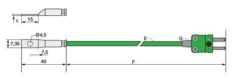 Thermocouple with cable lug Type K with PFA cable | Testo Sensor English