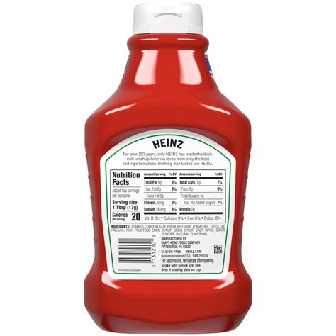 Heinz Ketchup Packets Nutrition at Margie Barker blog