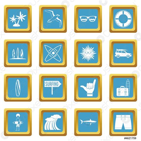 Surfing icons azure - stock vector 4621759 | Crushpixel