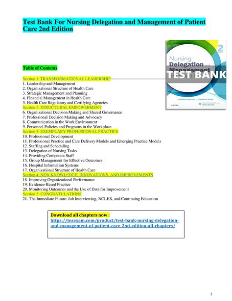 Test Bank For Nursing Delegation and Management of Patient Care 2nd ...