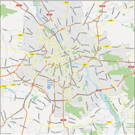 Warsaw Poland City Map Road And Tourist Map Of Warsaw City Center