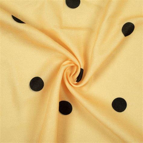 Cream Polka Dots Pattern Digital Print Moss Crepe Fabric – Fabcurate
