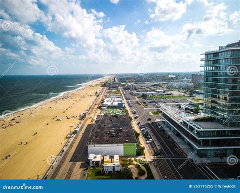 Drone of a Building in Asbury Park Beach Boardwalk New Jersey by the Atlantic Ocean Stock Image ...