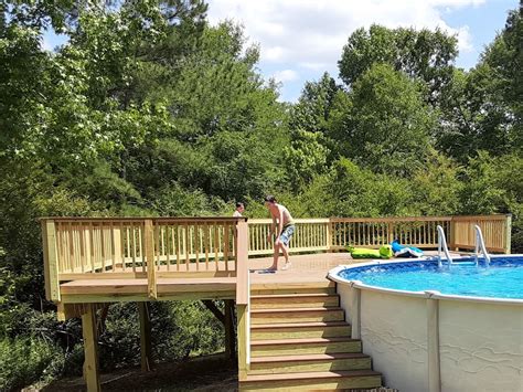 Above Ground Pool Decks Plans Building Wrap Around Deck For 18x33 Pool