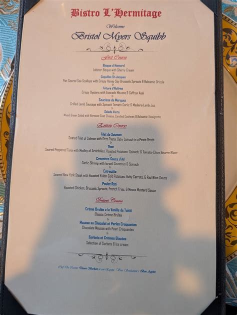 Menu at Bistro L'Hermitage restaurant, Woodbridge