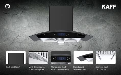 KAFF 90 cm 1180 Nm³/h Auto Clean Chimney (STELLA DHC 90, Black, Touch ...