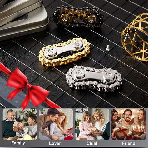 Honoson 3 Pack Sprocket Chain Fidget Toy Sprocket Fidgets Stainless ...