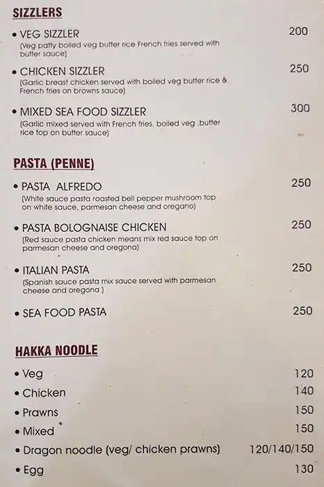 Menu at Antique Mardol, Ponda