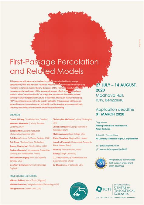 First-Passage Percolation and Related Models (CANCELLED) | ICTS