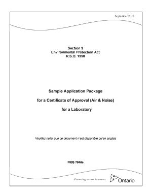 Fillable Online Sample Application Package for a Certificate of ...