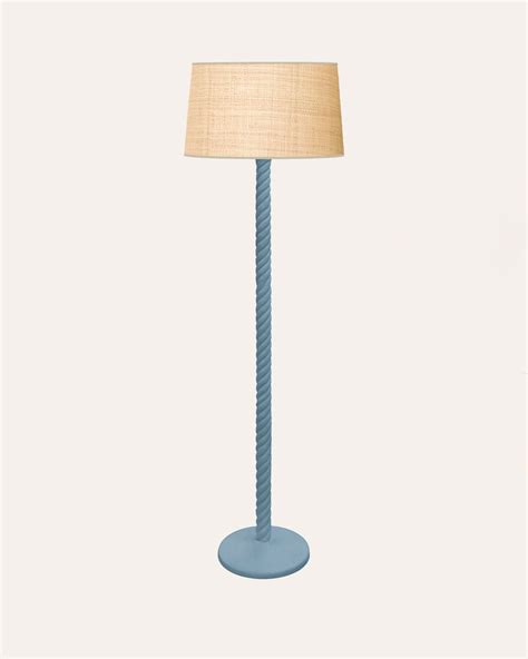 Twisted Wooden Floor Lamp - Blue – Birdie Fortescue